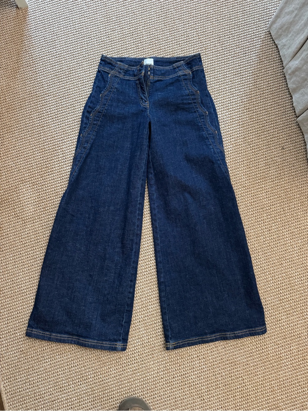 Maeve Dark Indigo Scalloped-Trim High Rise Jeans - Picture 4 of 4